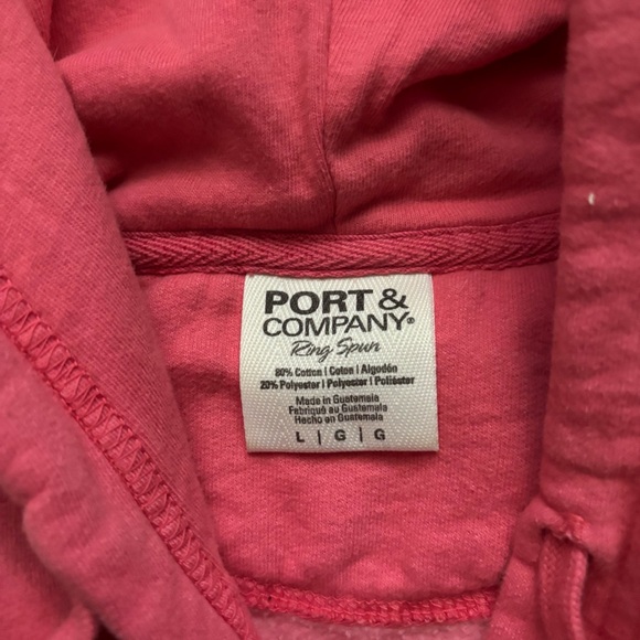 Flamingo pink Monhegan Island Maine oversized hoodie, hooded coat jacket - Picture 2 of 2